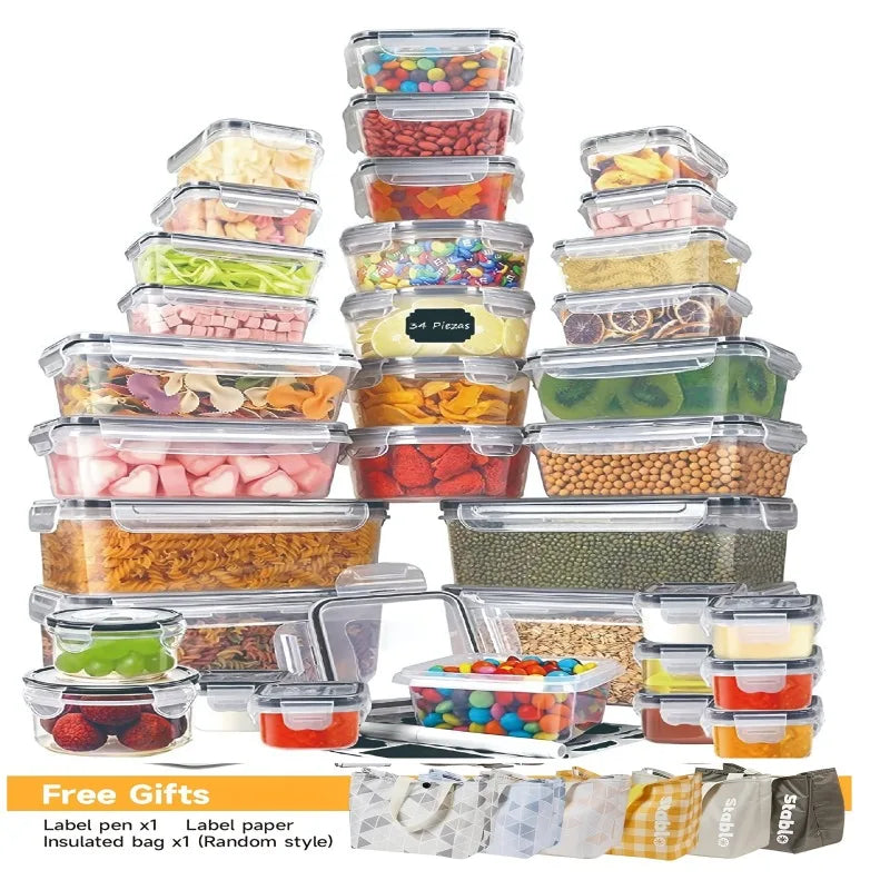 BPA Free Food Storage Containers Set With Lids And Labels