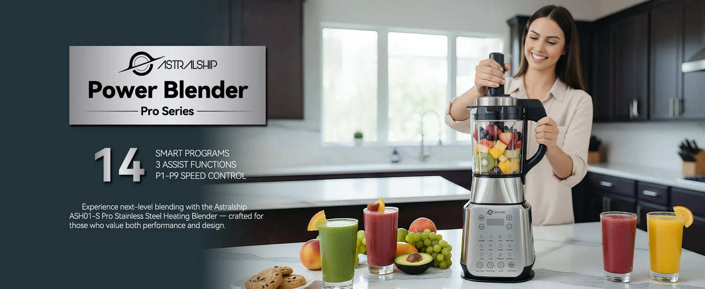 Astralship ASH01S Stainless Steel 1500W Blender With 9 Speeds