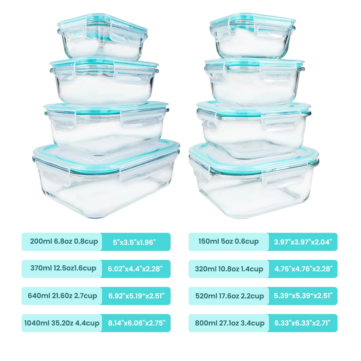 Glass Food Storage Containers, Leakproof Airtight, Microwave And Oven Safe