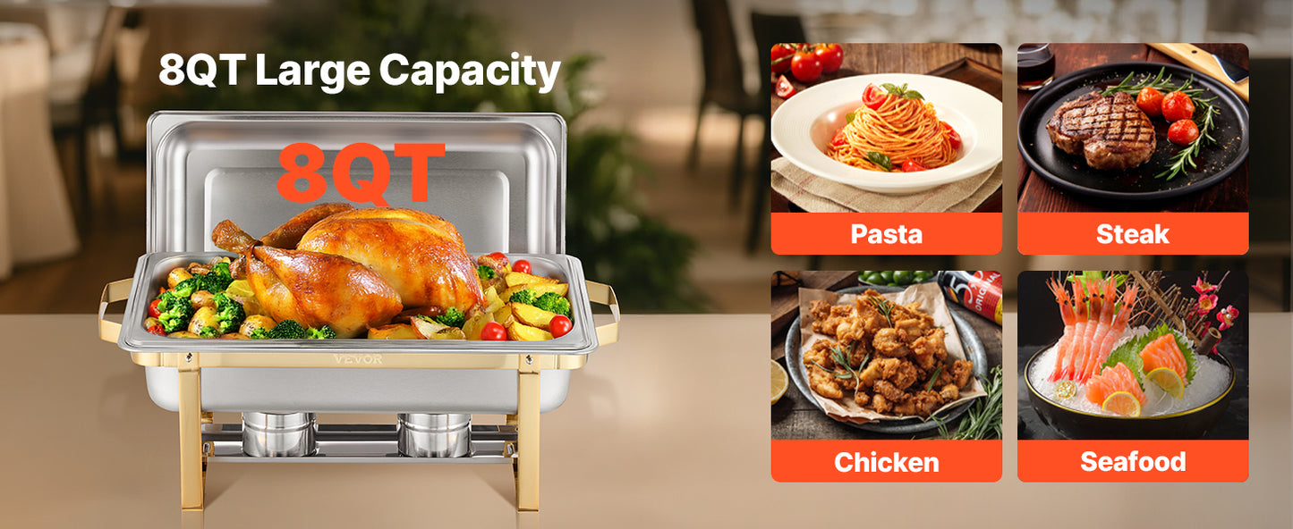 SucceBuy Chafing Dish Buffet Set Stainless Steel Chafer With Pans