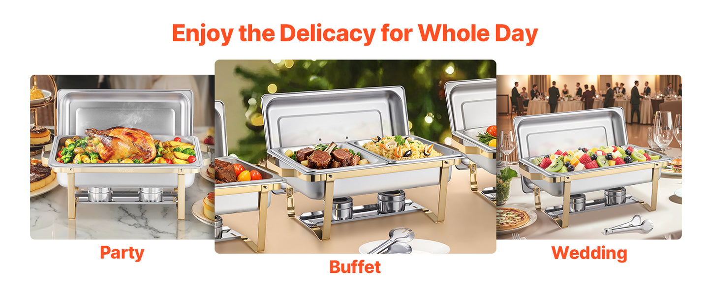 SucceBuy Chafing Dish Buffet Set Stainless Steel Chafer With Pans