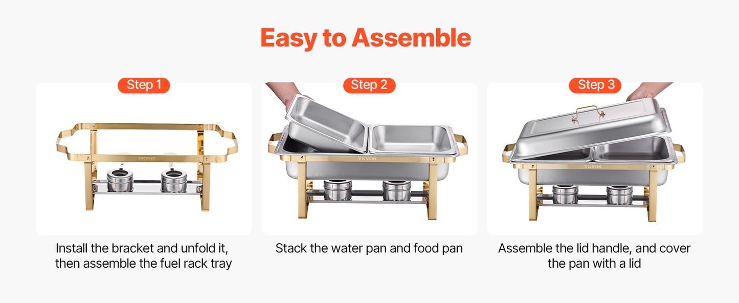 SucceBuy Chafing Dish Buffet Set Stainless Steel Chafer With Pans